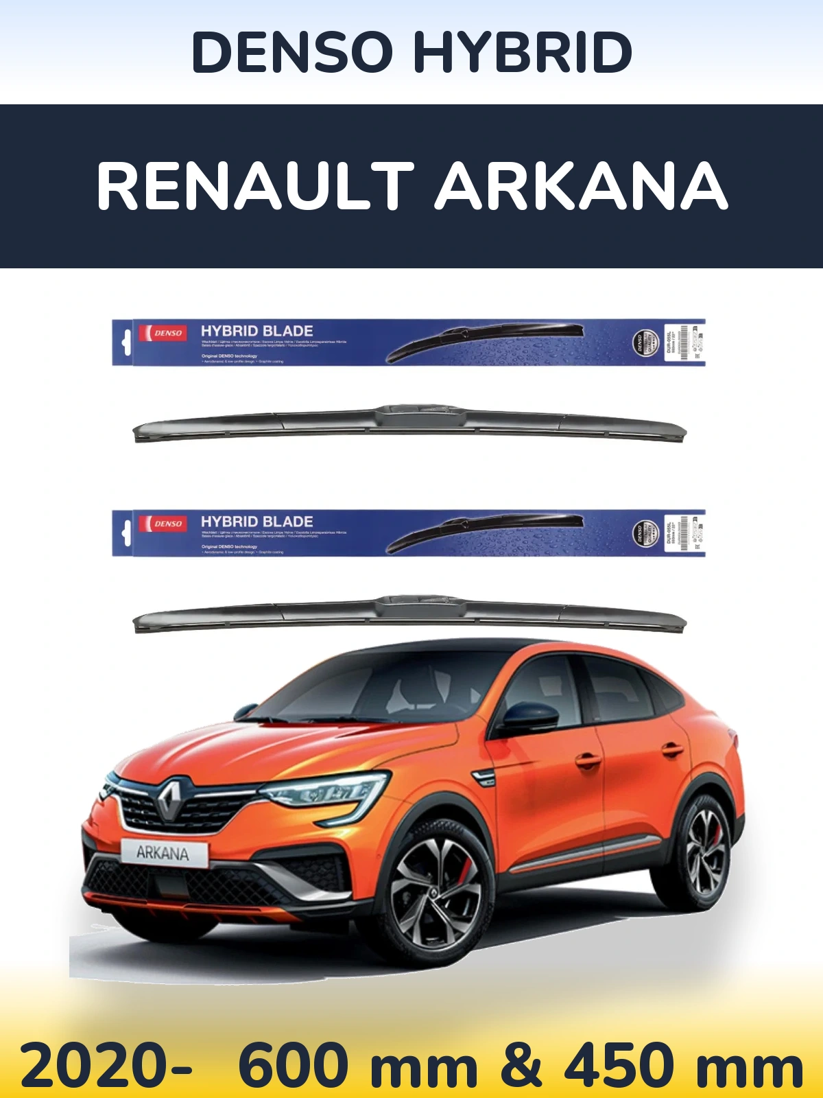 Komplet przednich wycieraczek Denso Hybrid 600 & 450 mm do Renault Arkana 2020-2026