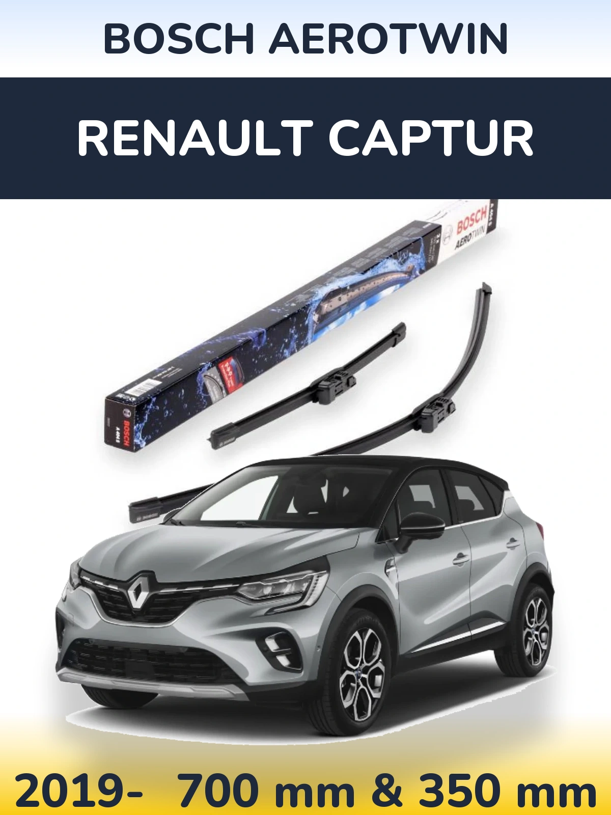 Комплект передних дворников BOSCH AeroTwin 700 & 350 мм для Renault Captur 2019-2026