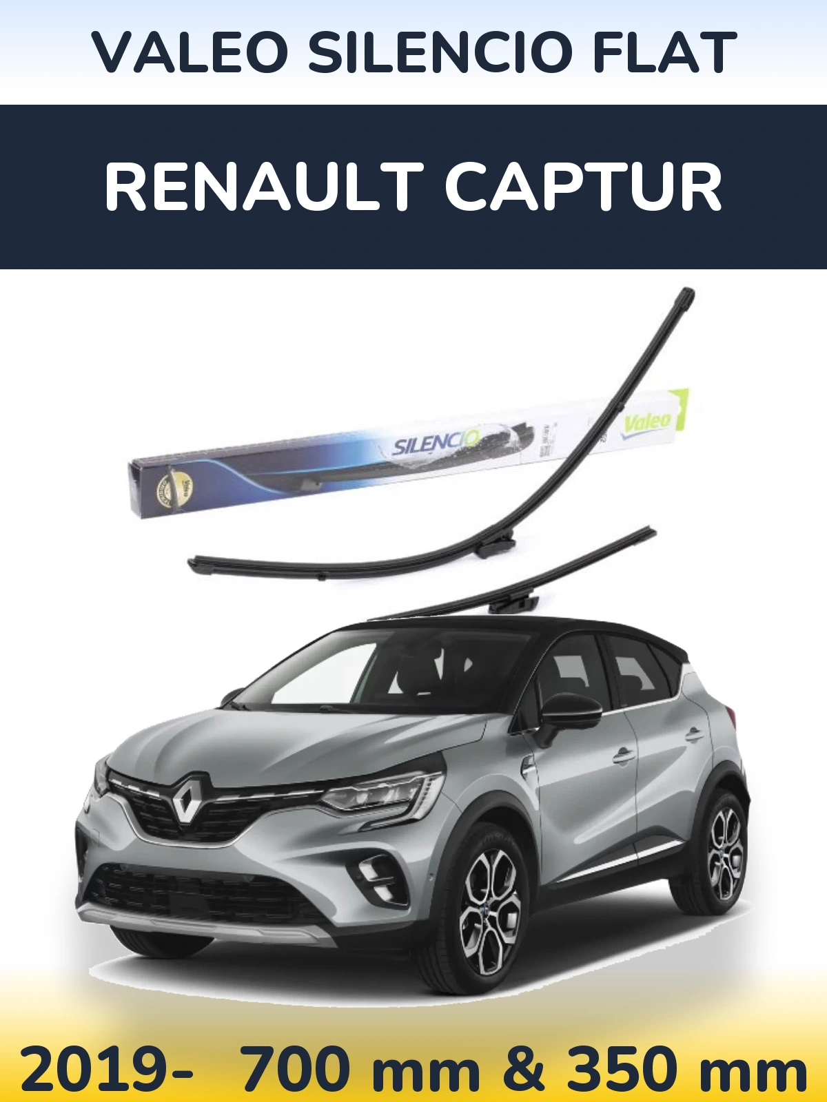 Komplet przednich wycieraczek Valeo Silencio Flat 700 & 350 mm do Renault Captur 2019-2026