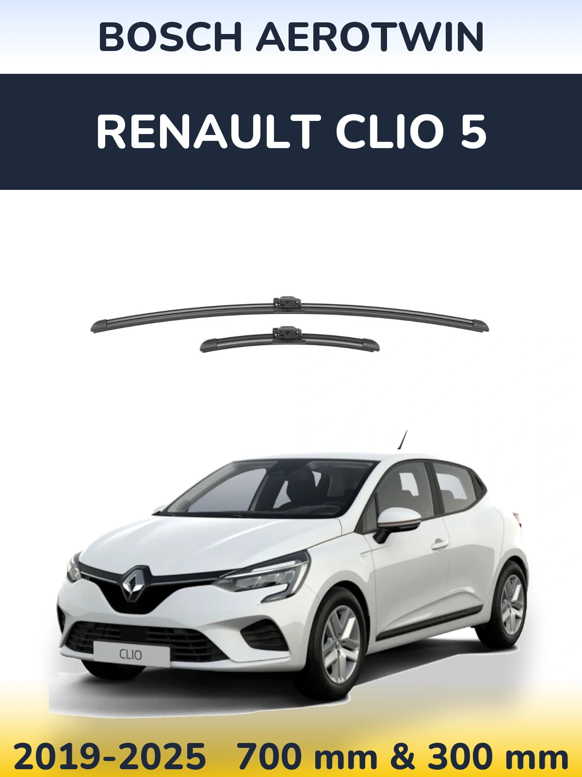 Komplet przednich wycieraczek BOSCH AeroTwin 700 & 300 mm do Renault Clio 5 2019-2025