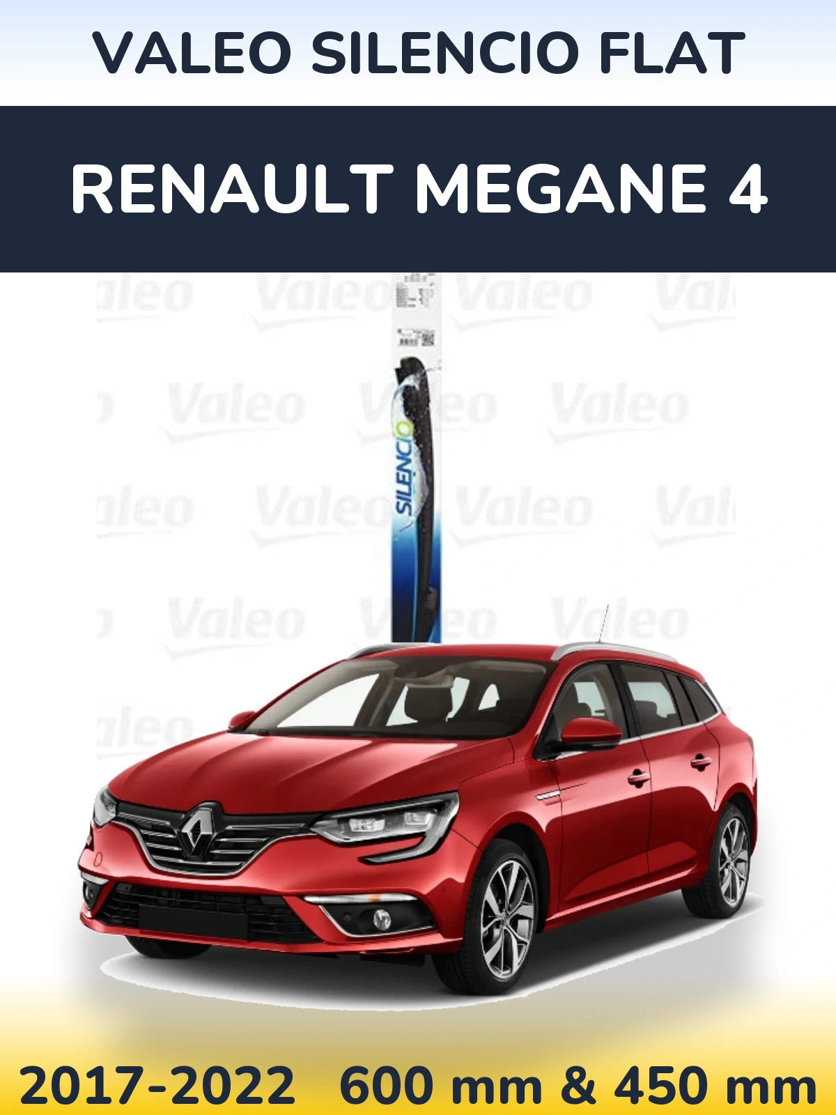 Комплект передних дворников Valeo Silencio Flat 600 & 450 мм для Renault Megane 4 2017-2022