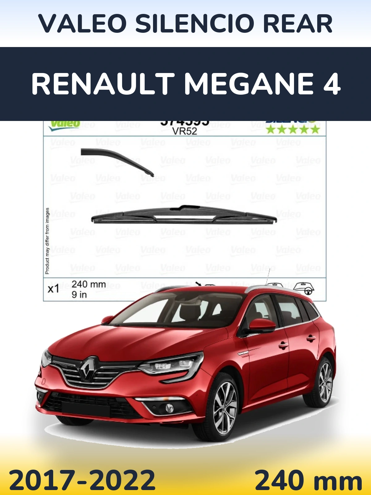 Rear wiper blade Valeo Silencio Rear 240 mm for Renault Megane 4 2017-2022