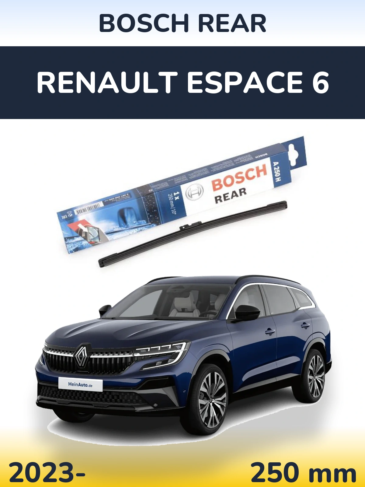 Задний дворник BOSCH Rear 250 мм для Renault Espace 6 2023-2026