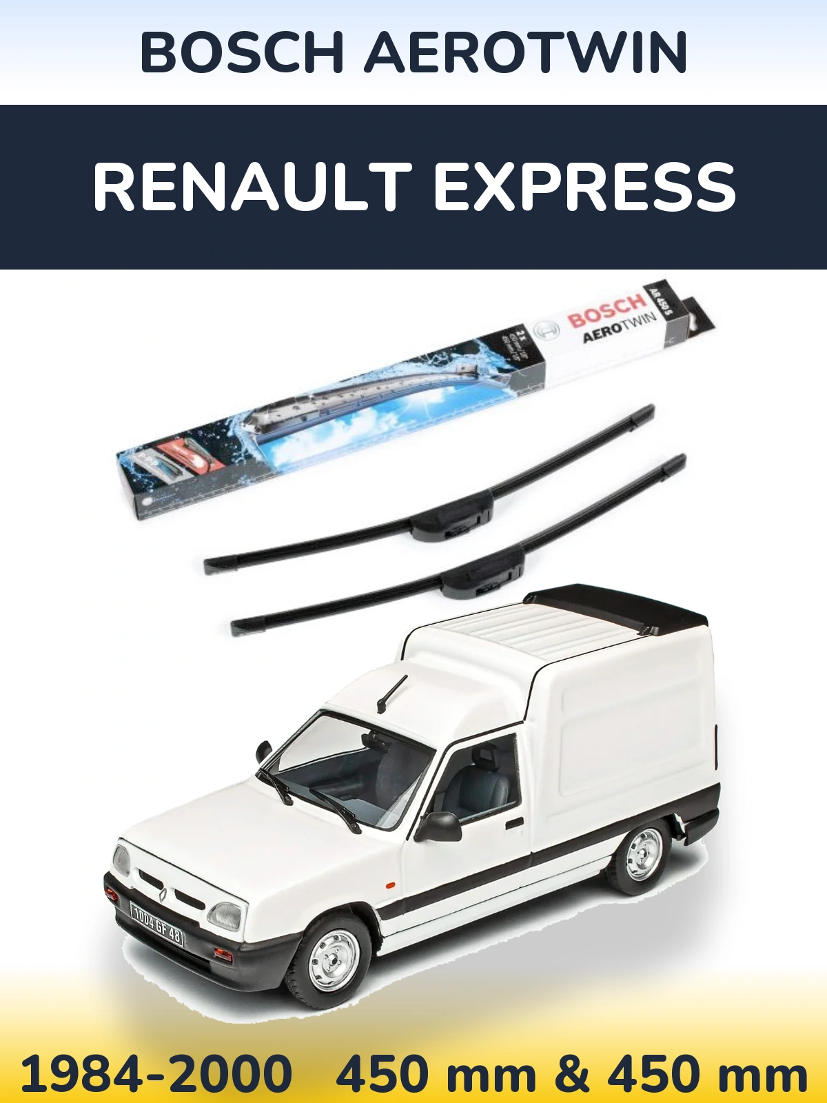 Комплект передних дворников BOSCH AeroTwin 450 & 450 мм для Renault Express 1984-2000