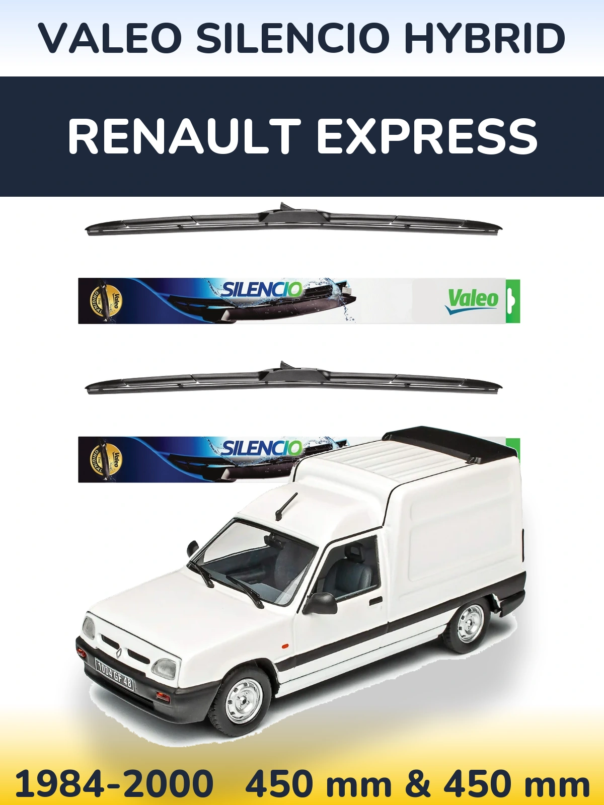 Комплект передних дворников Valeo Silencio Hybrid 450 & 450 мм для Renault Express 1984-2000