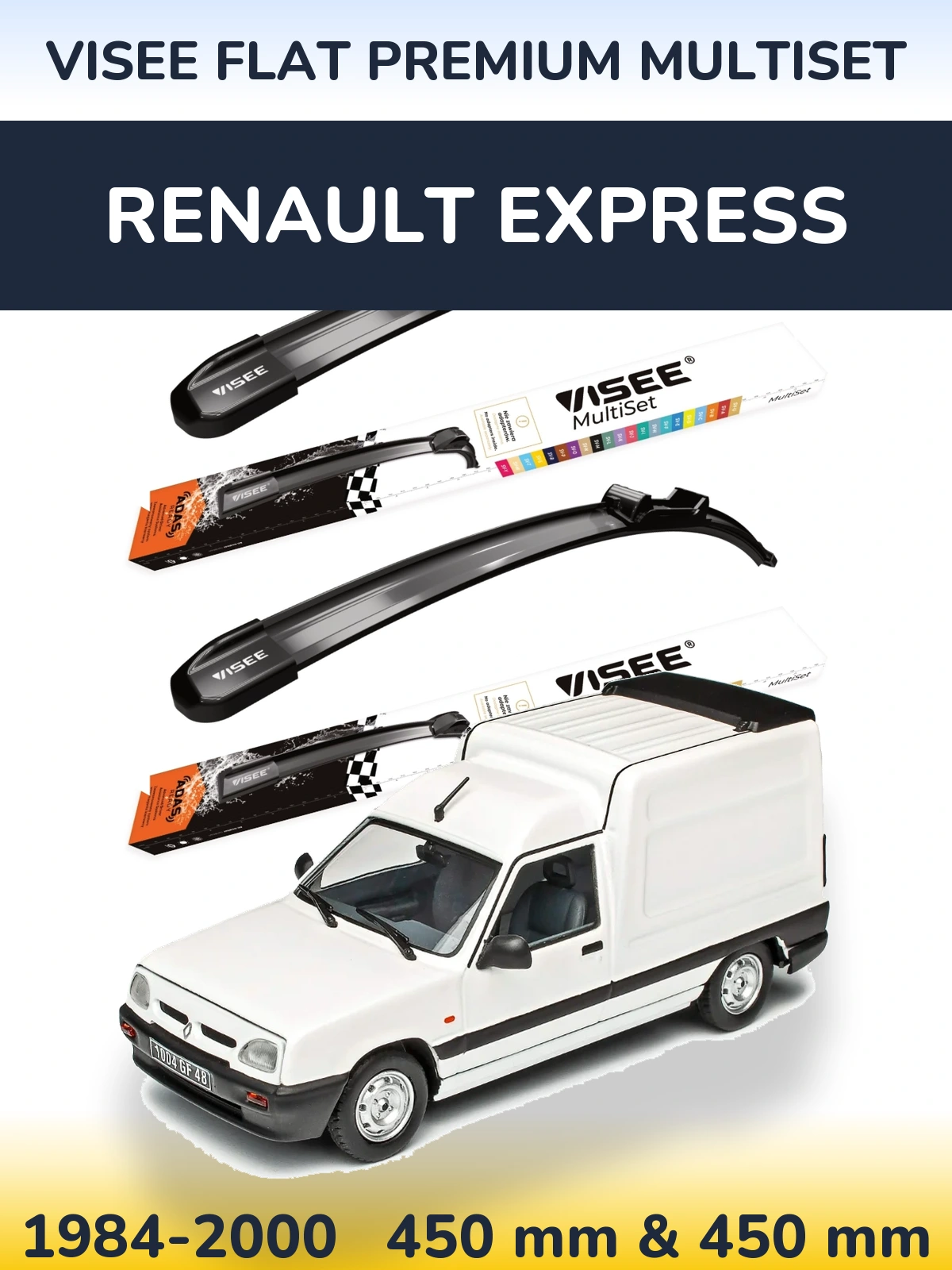 Front wiper blade set VISEE FLAT PREMIUM MultiSet 450 & 450 mm for Renault Express 1984-2000