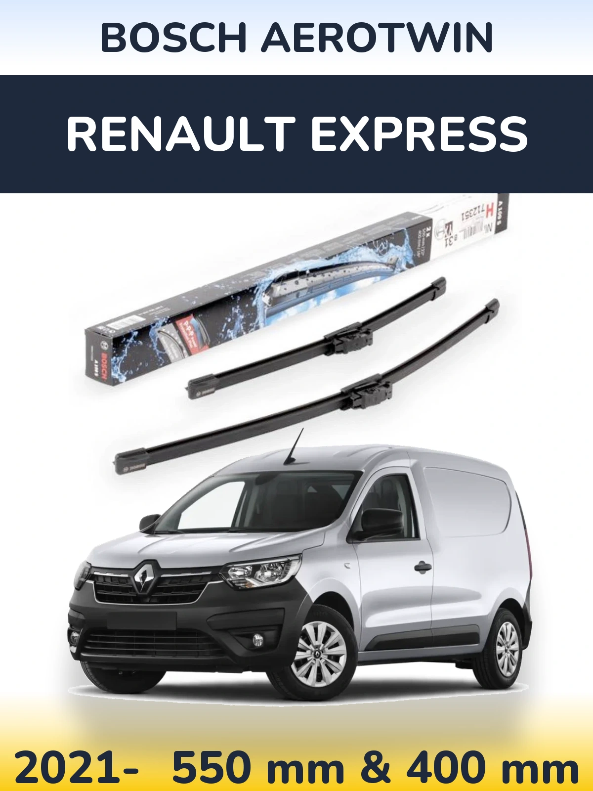 Komplet przednich wycieraczek BOSCH AeroTwin 550 & 400 mm do Renault Express 2021-2026