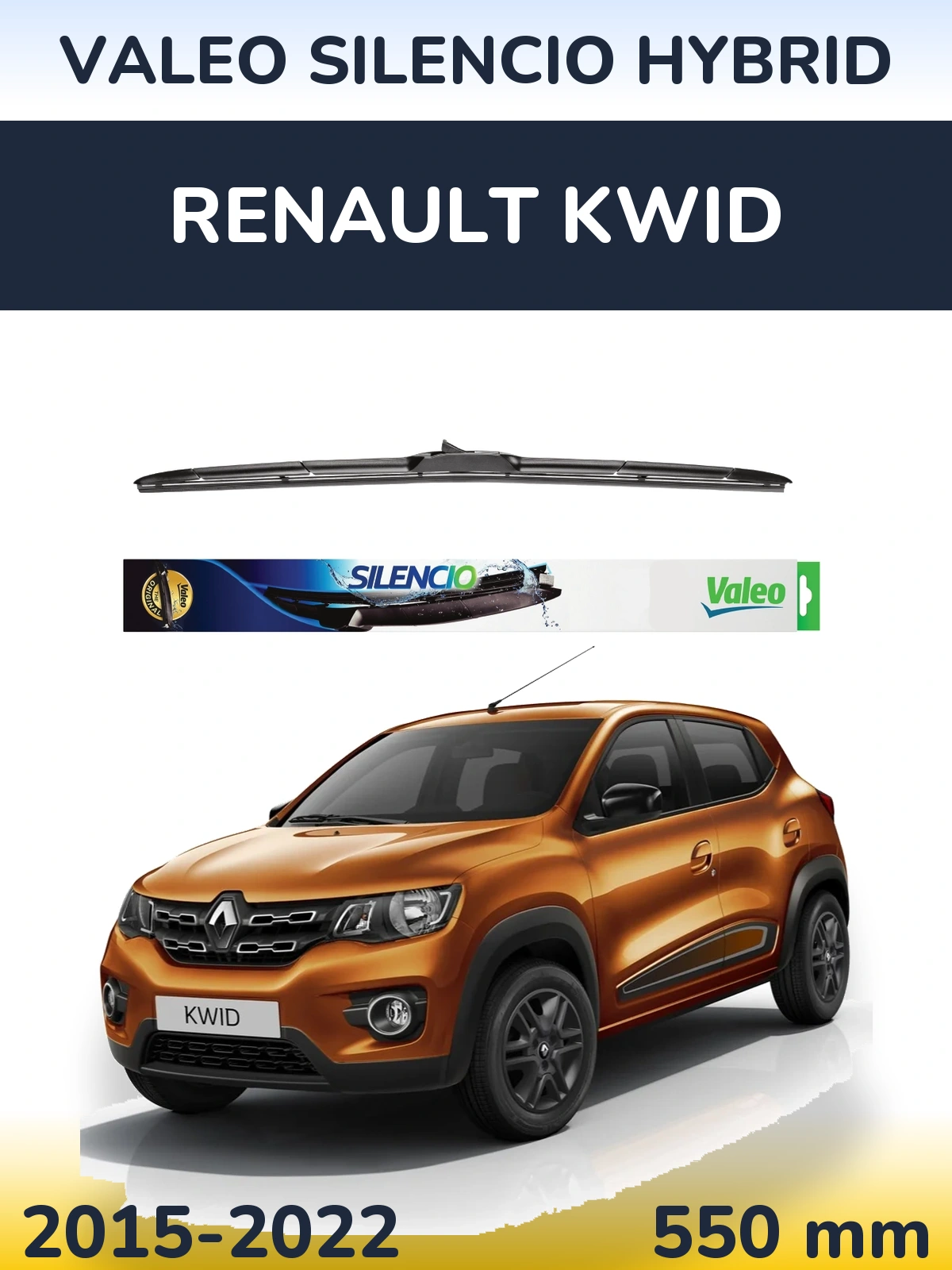 Przednia wycieraczka Valeo Silencio Hybrid 550 mm do Renault Kwid 2015-2022