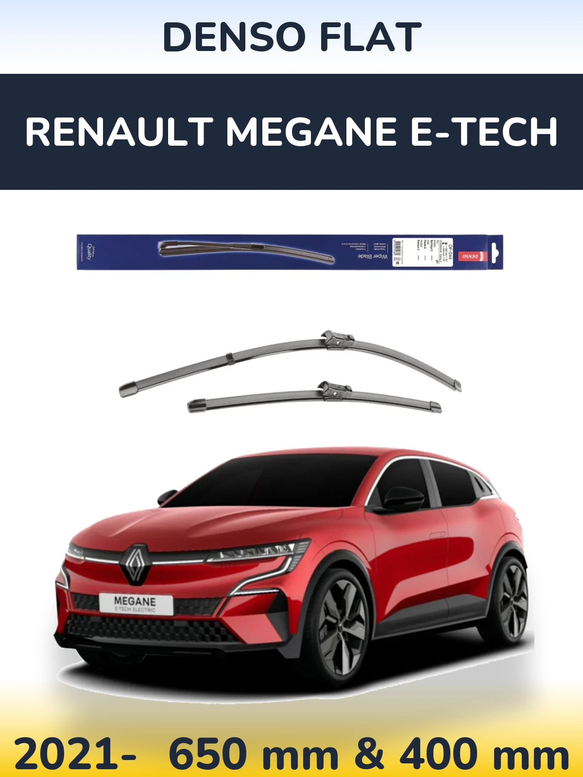 Комплект передних дворников Denso Flat 650 & 400 мм для Renault Megane E-Tech 2021-2026