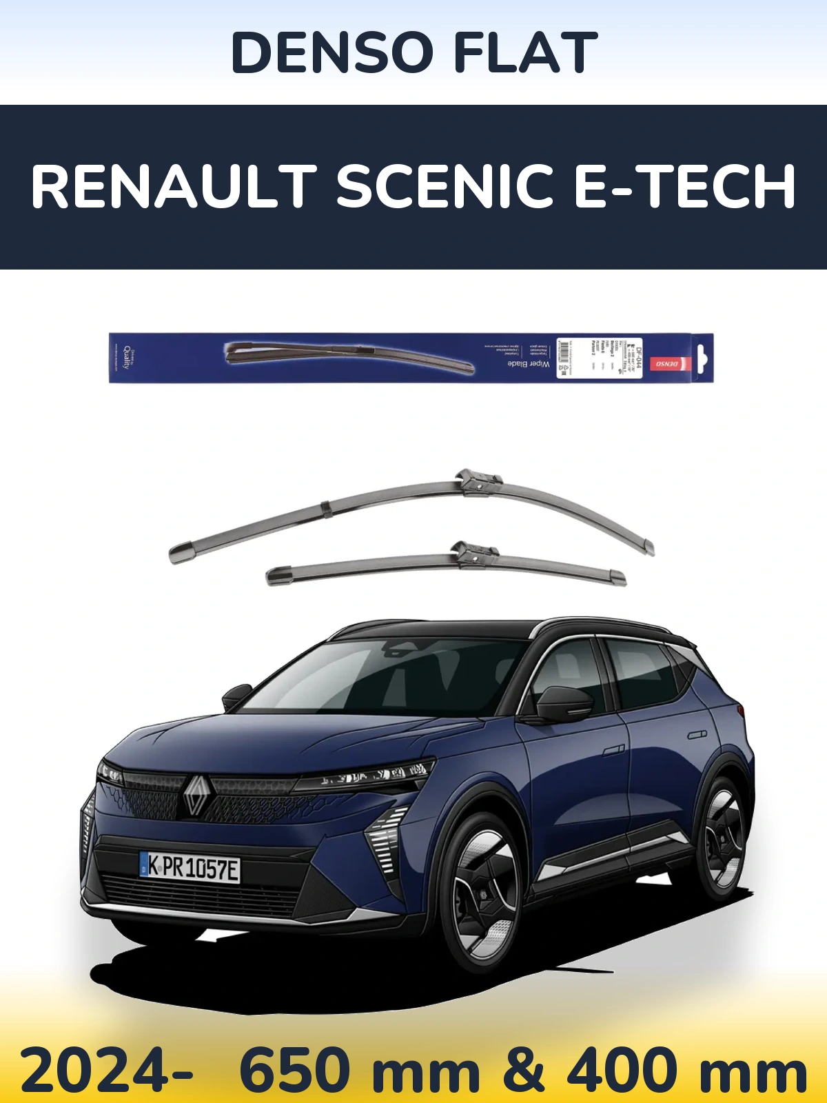 Комплект передніх щіток Denso Flat 650 & 400 мм для Renault Scenic E-Tech 2024-2026