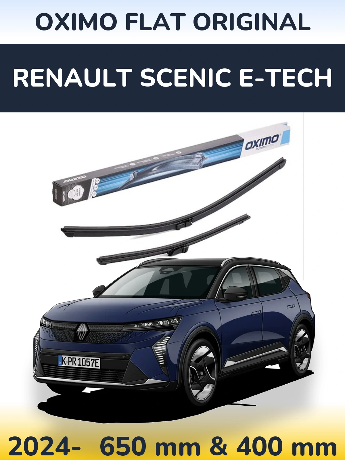 Komplet przednich wycieraczek Oximo Flat Original 650 & 400 mm do Renault Scenic E-Tech 2024-2026