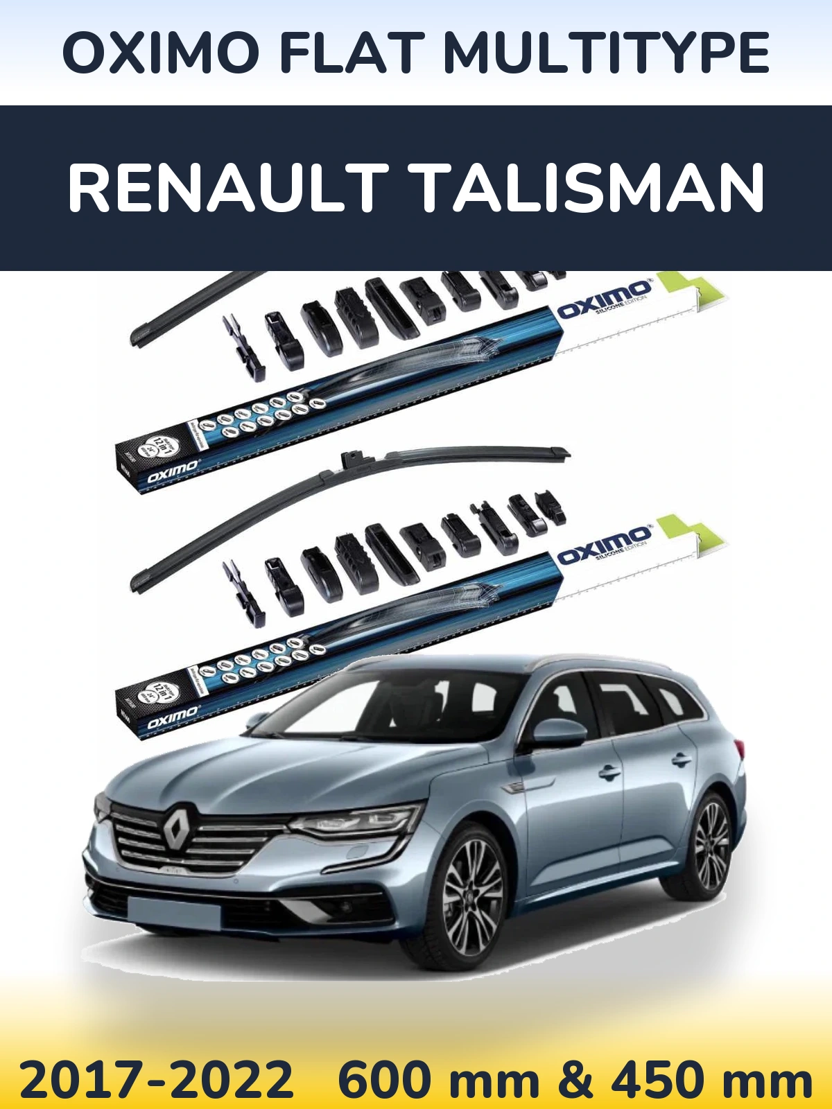 Komplet przednich wycieraczek Oximo Flat MultiType 600 & 450 mm do Renault Talisman 2017-2022