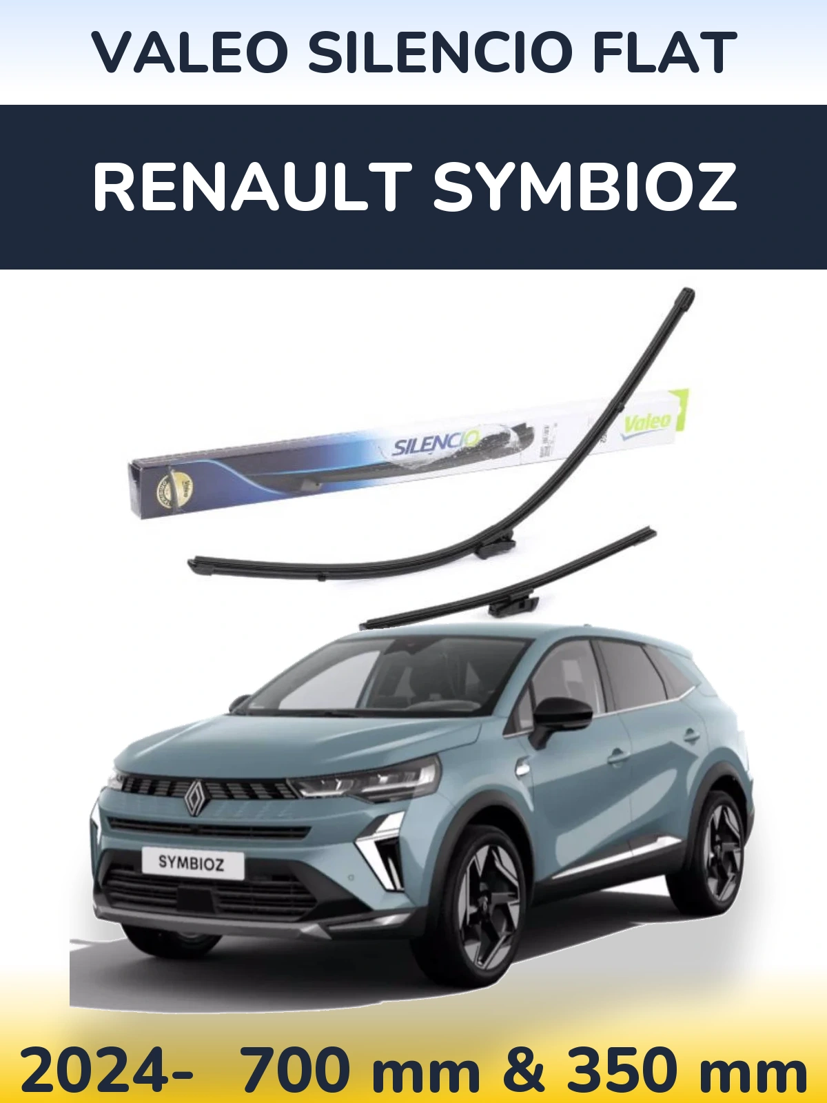 Комплект передних дворников Valeo Silencio Flat 700 & 350 мм для Renault Symbioz 2024-2026
