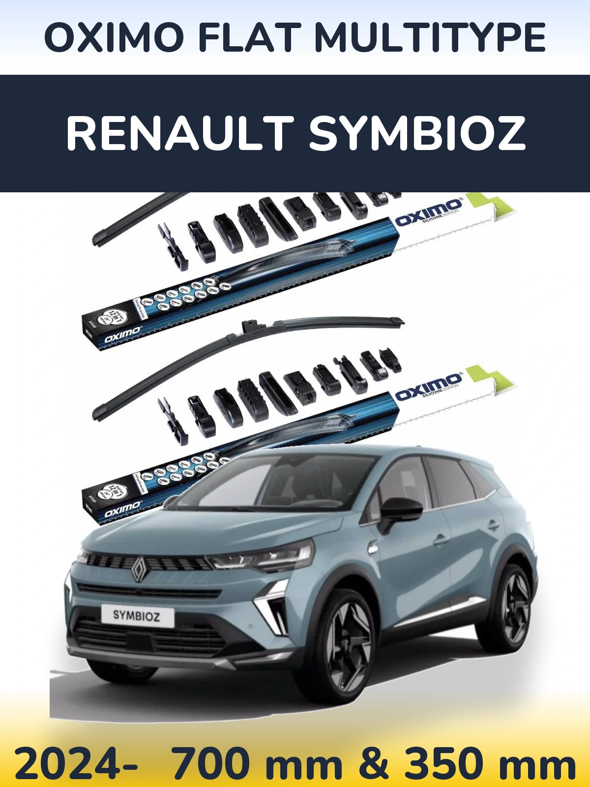 Komplet przednich wycieraczek Oximo Flat MultiType 700 & 350 mm do Renault Symbioz 2024-2026