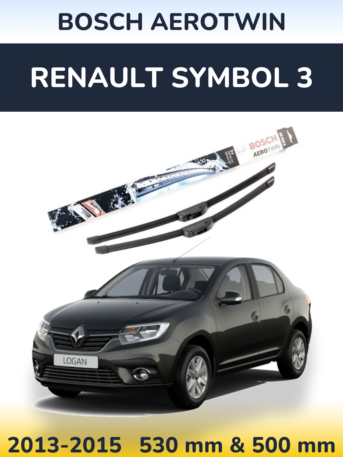 Komplet przednich wycieraczek BOSCH AeroTwin 530 & 500 mm do Renault Symbol 3 2013-2015