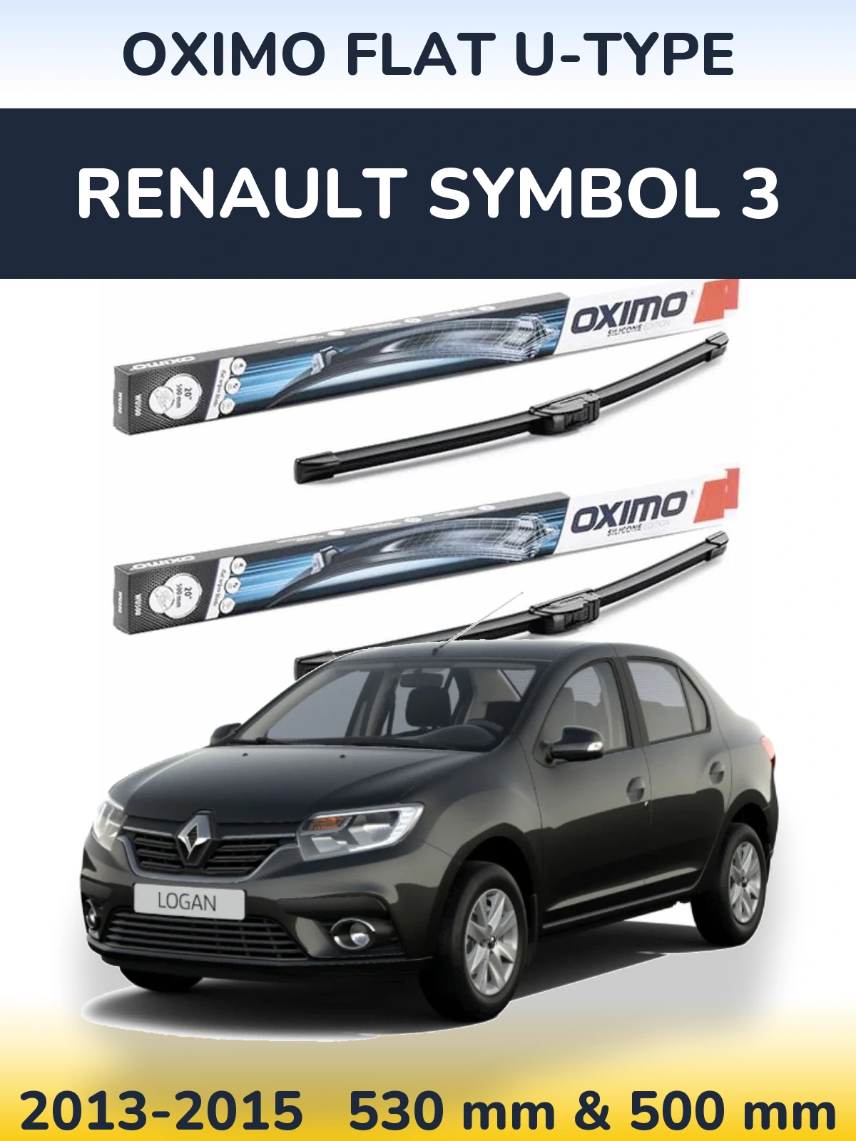 Komplet przednich wycieraczek Oximo Flat U-type 530 & 500 mm do Renault Symbol 3 2013-2015