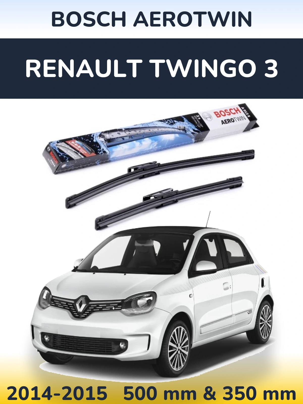 Комплект передніх щіток BOSCH AeroTwin 500 & 360 мм для Renault Twingo 3 2014-2015