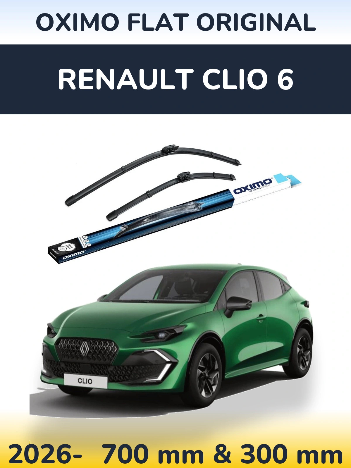 Комплект передних дворников Oximo Flat Original 700 & 300 мм для Renault Clio 6 2026-