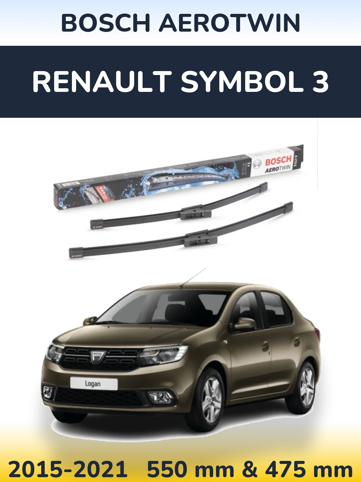 Komplet przednich wycieraczek BOSCH AeroTwin 550 & 475 mm do Renault Symbol 3 2015-2021