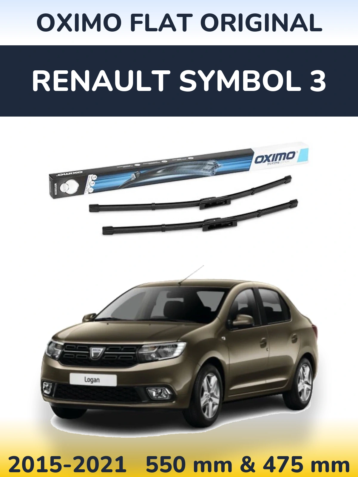 Komplet przednich wycieraczek Oximo Flat Original 550 & 475 mm do Renault Symbol 3 2015-2021