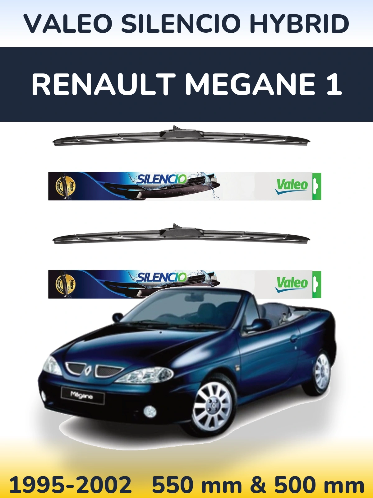 Komplet przednich wycieraczek Valeo Silencio Hybrid 550 & 500 mm do Renault Megane 1 1995-2002