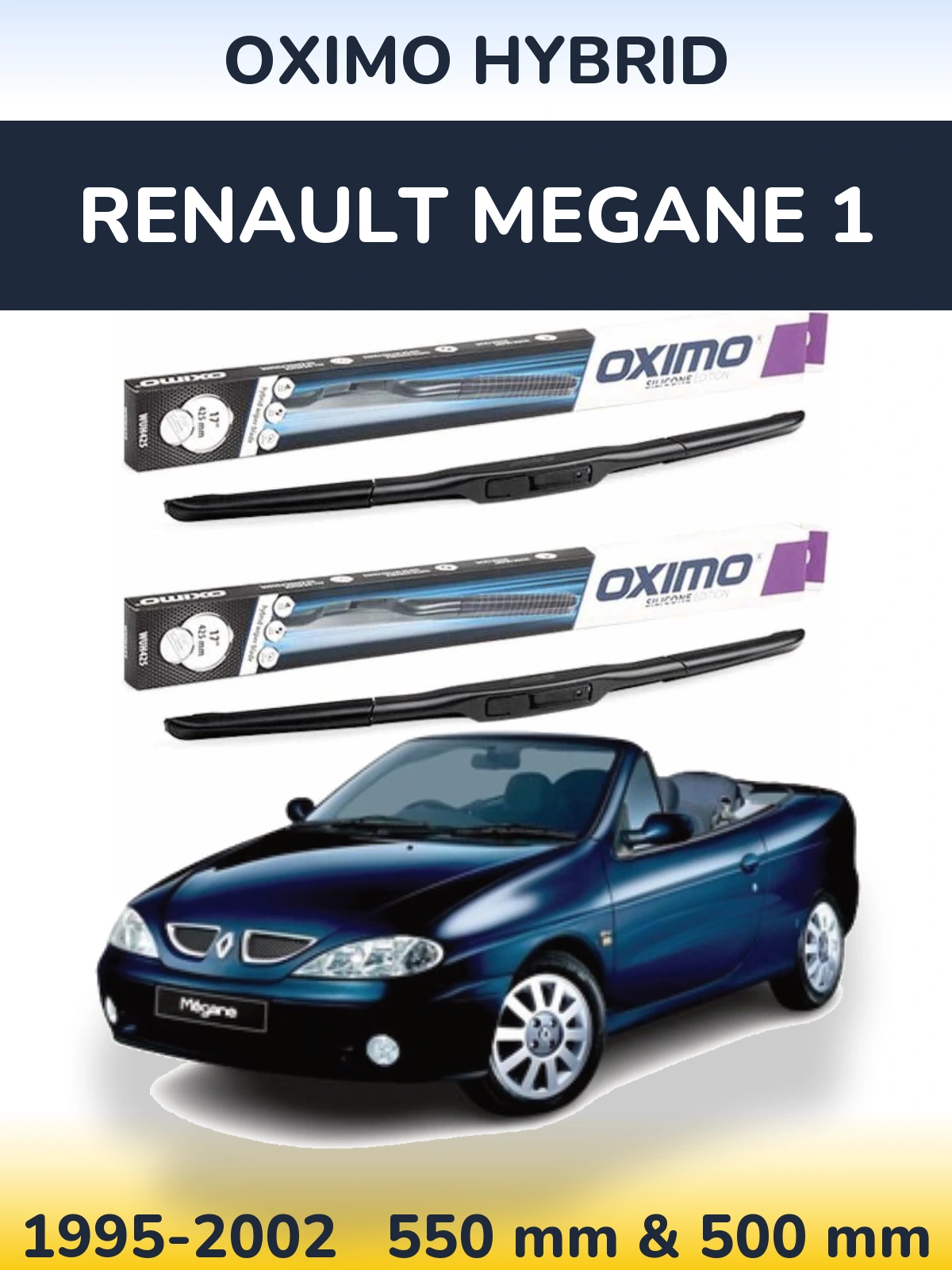 Komplet przednich wycieraczek Oximo Hybrid 550 & 500 mm do Renault Megane 1 1995-2002