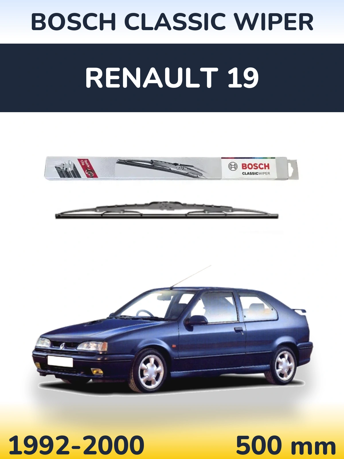 Tylna wycieraczka BOSCH Classic Wiper 500 mm do Renault 19 1992-2000
