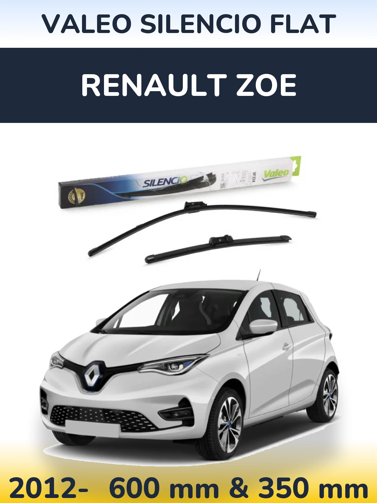 Komplet przednich wycieraczek Valeo Silencio Flat 600 & 350 mm do Renault Zoe 2012-2026
