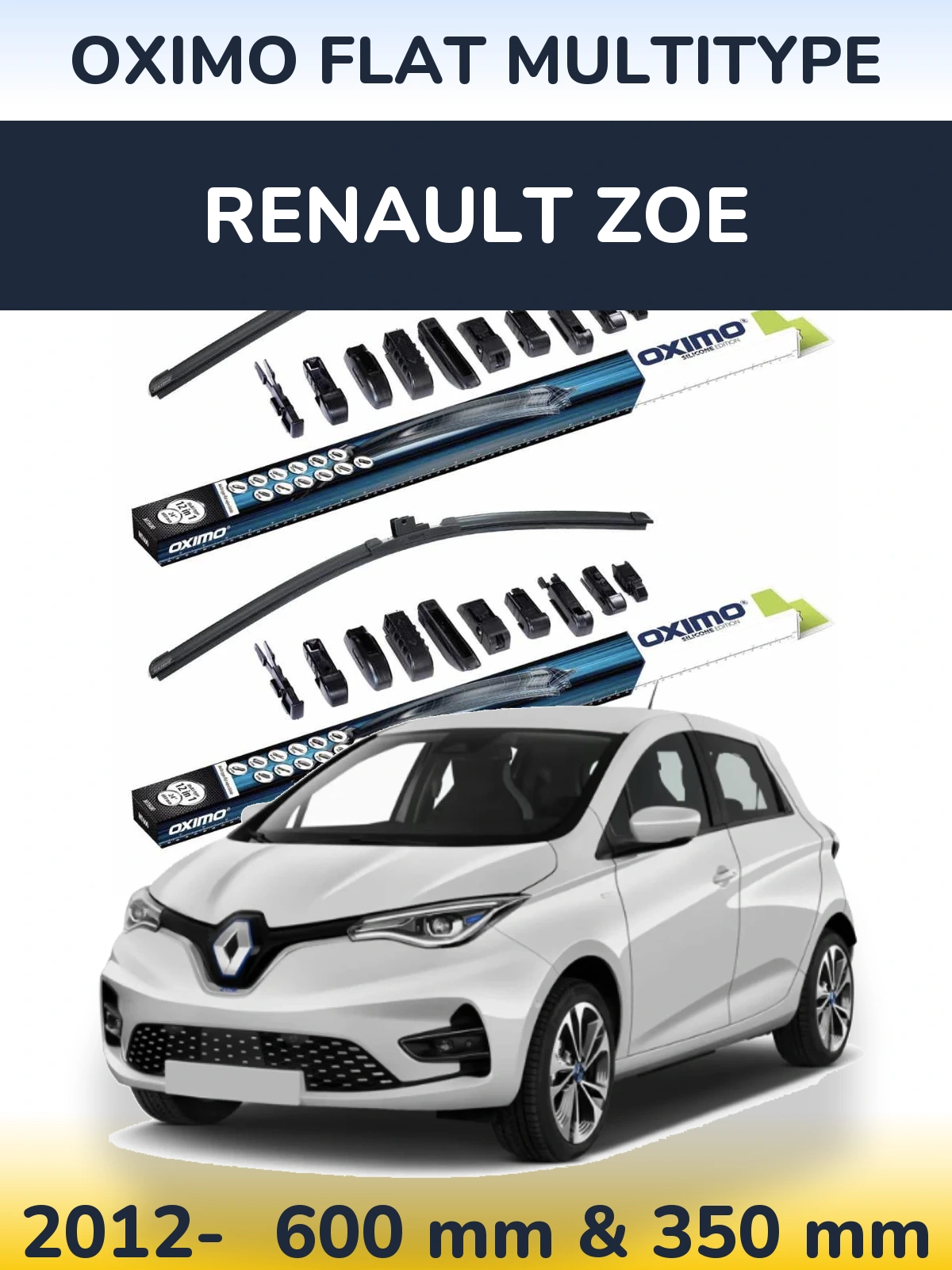 Komplet przednich wycieraczek Oximo Flat MultiType 600 & 350 mm do Renault Zoe 2012-2026