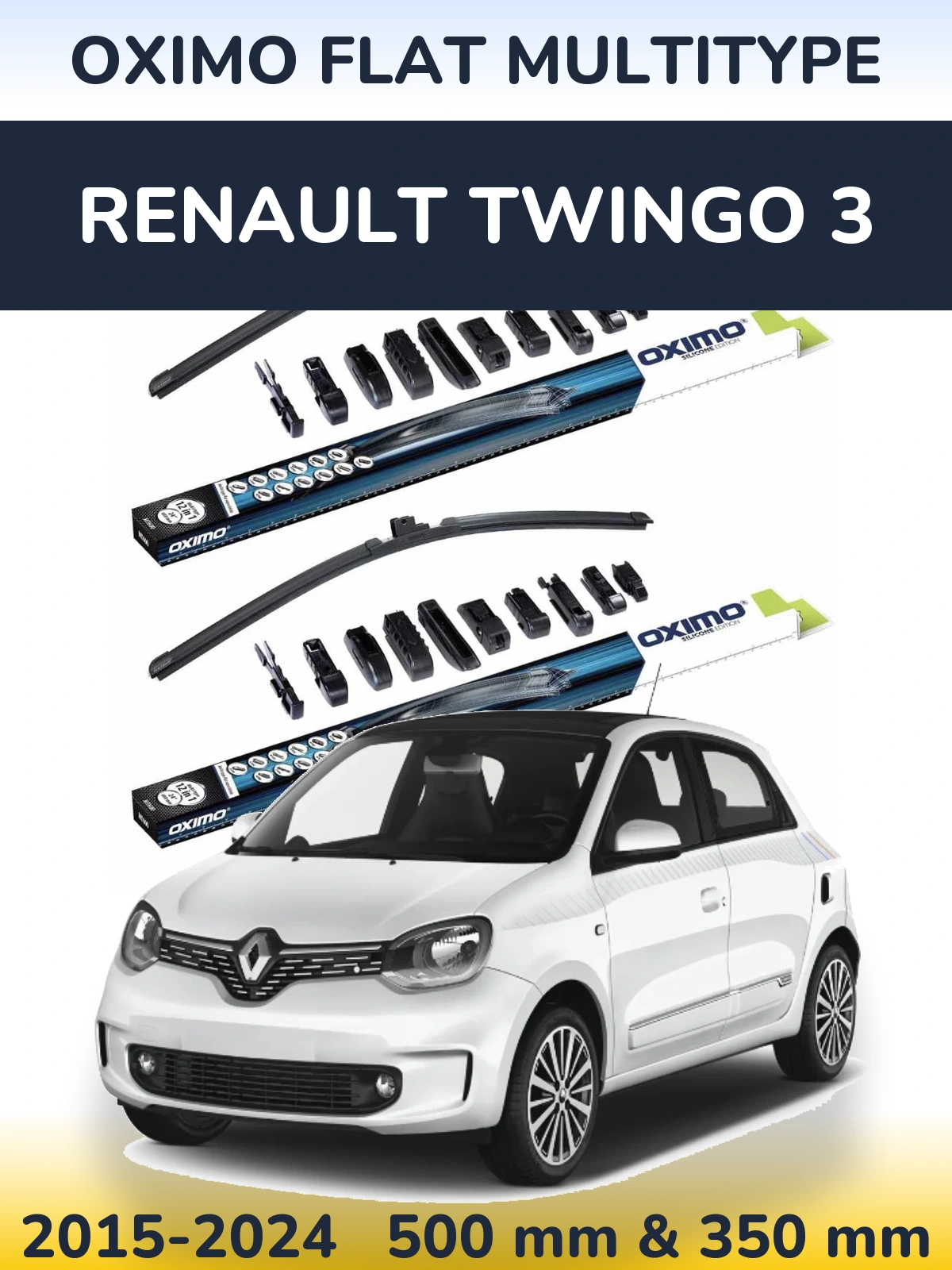 Komplet przednich wycieraczek Oximo Flat MultiType 500 & 350 mm do Renault Twingo 3 2015-2024