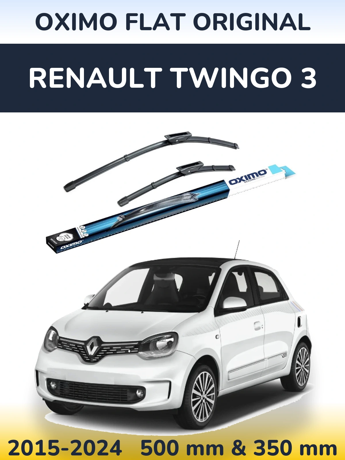 Komplet przednich wycieraczek Oximo Flat Original 500 & 350 mm do Renault Twingo 3 2015-2024