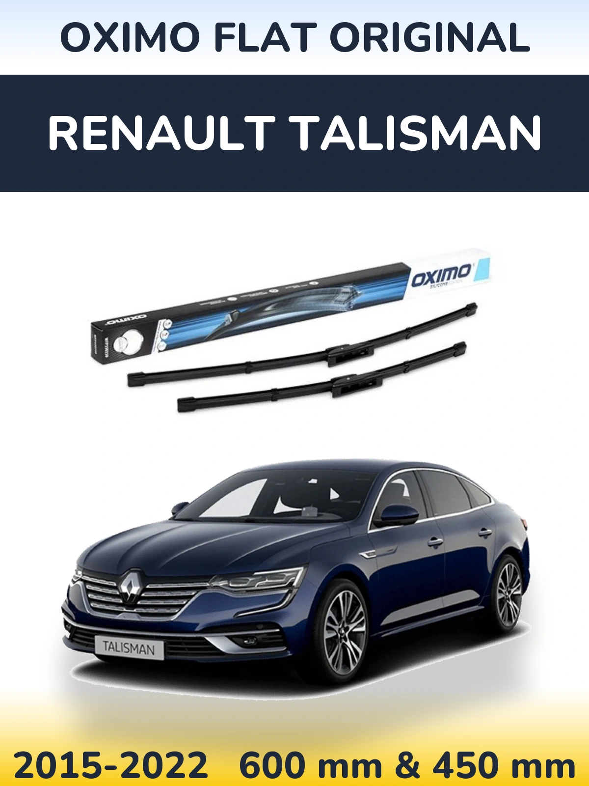 Комплект передних дворников Oximo Flat Original 600 & 450 мм для Renault Talisman 2015-2022