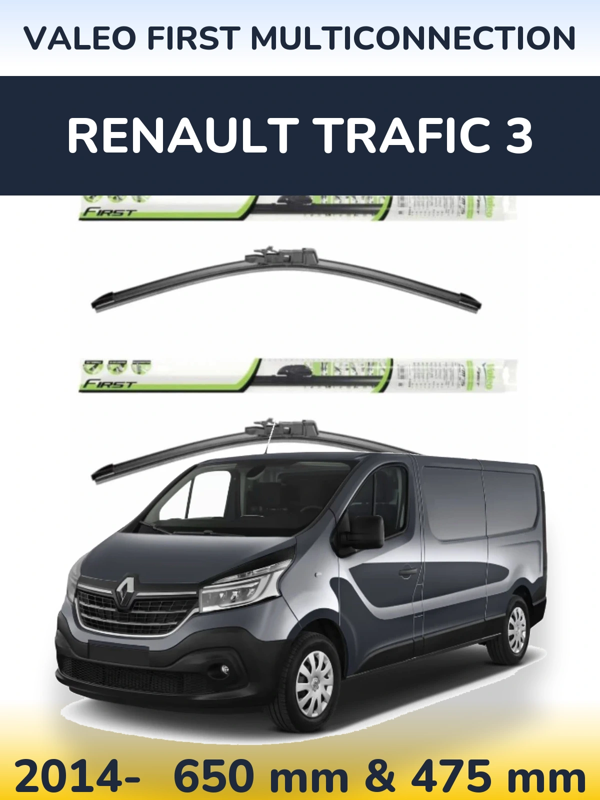 Komplet przednich wycieraczek Valeo First MultiConnection 650 & 475 mm do Renault Trafic 3 2014-2026