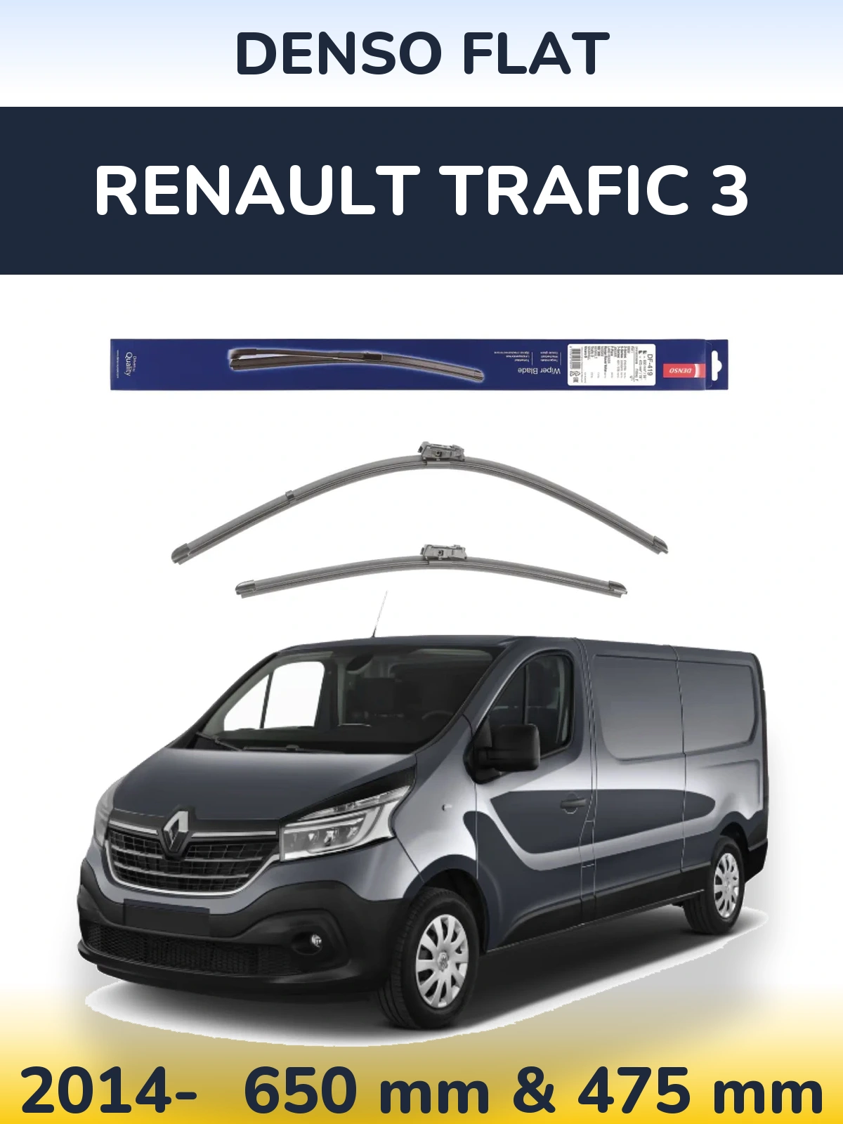 Komplet przednich wycieraczek Denso Flat 650 & 475 mm do Renault Trafic 3 2014-2026