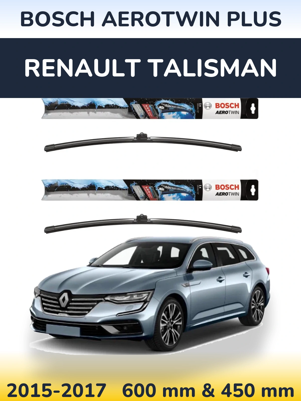 Комплект передніх щіток BOSCH AeroTwin Plus 600 & 450 мм для Renault Talisman 2015-2017