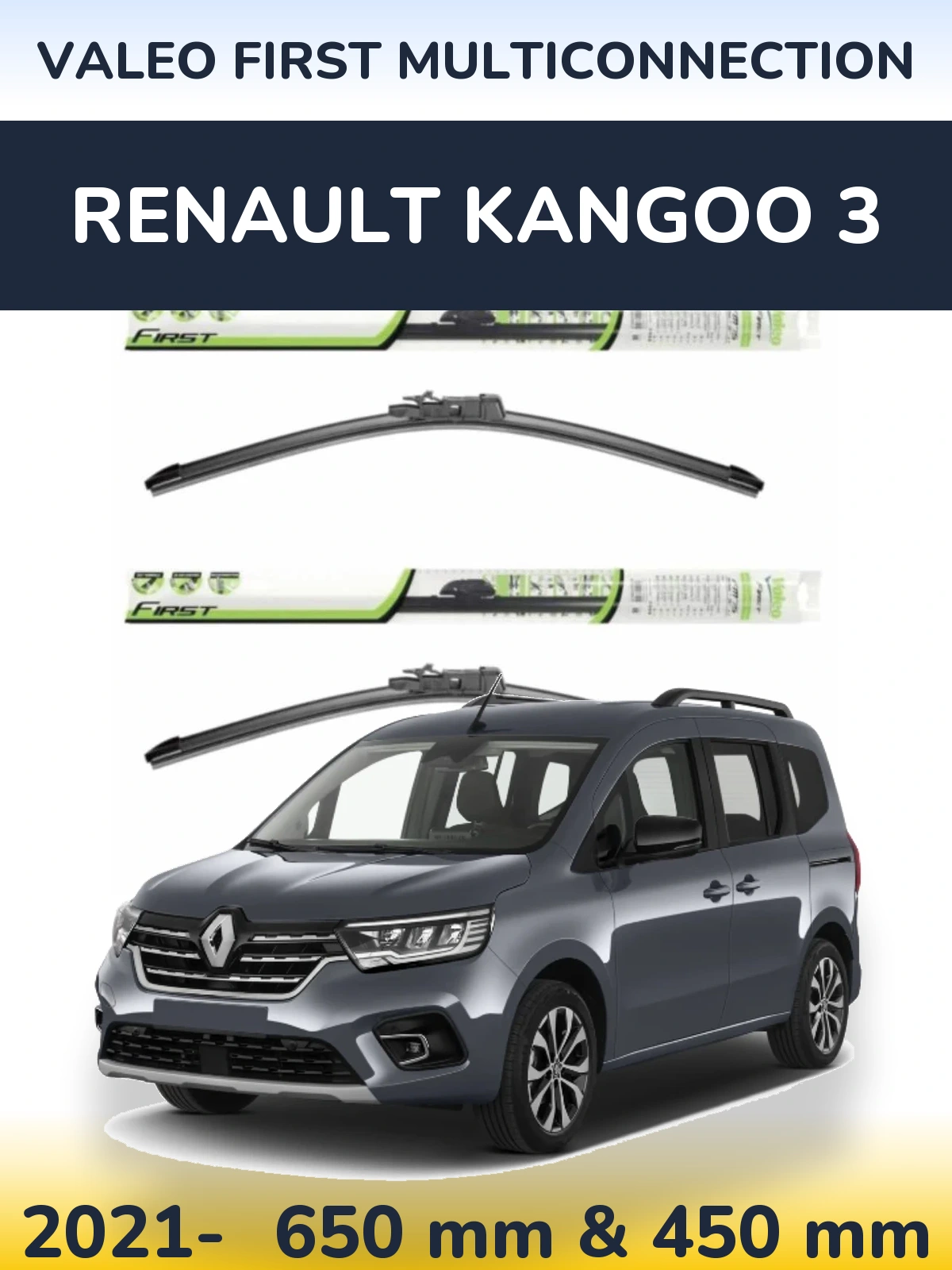 Komplet przednich wycieraczek Valeo First MultiConnection 650 & 450 mm do Renault Kangoo 3 2021-2026