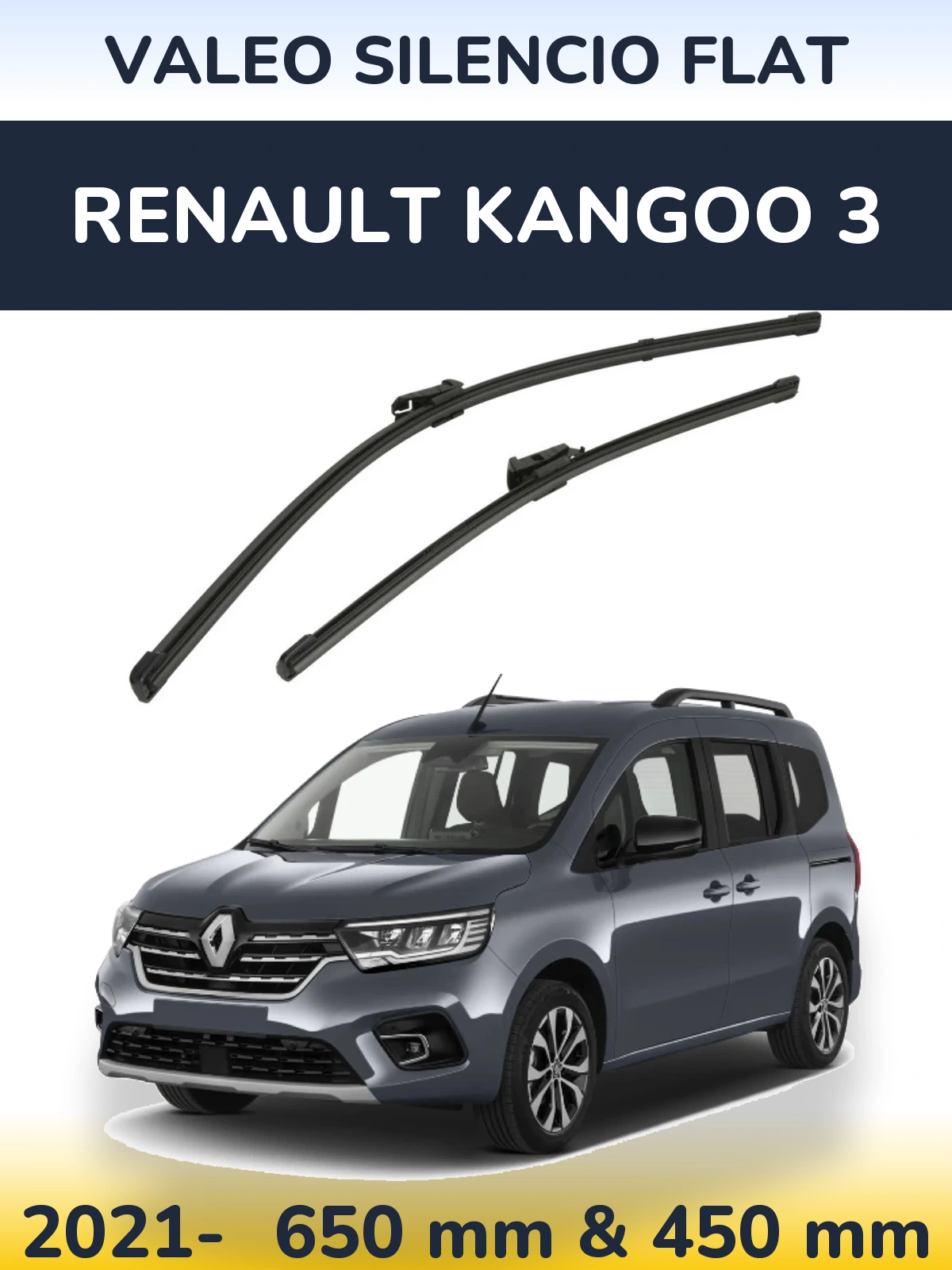 Komplet przednich wycieraczek Valeo Silencio Flat 650 & 450 mm do Renault Kangoo 3 2021-2026
