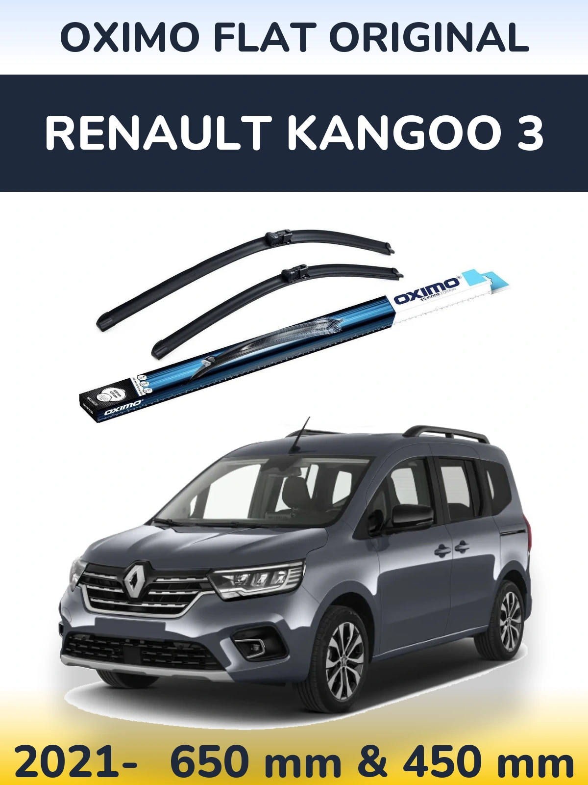 Komplet przednich wycieraczek Oximo Flat Original 650 & 450 mm do Renault Kangoo 3 2021-2026