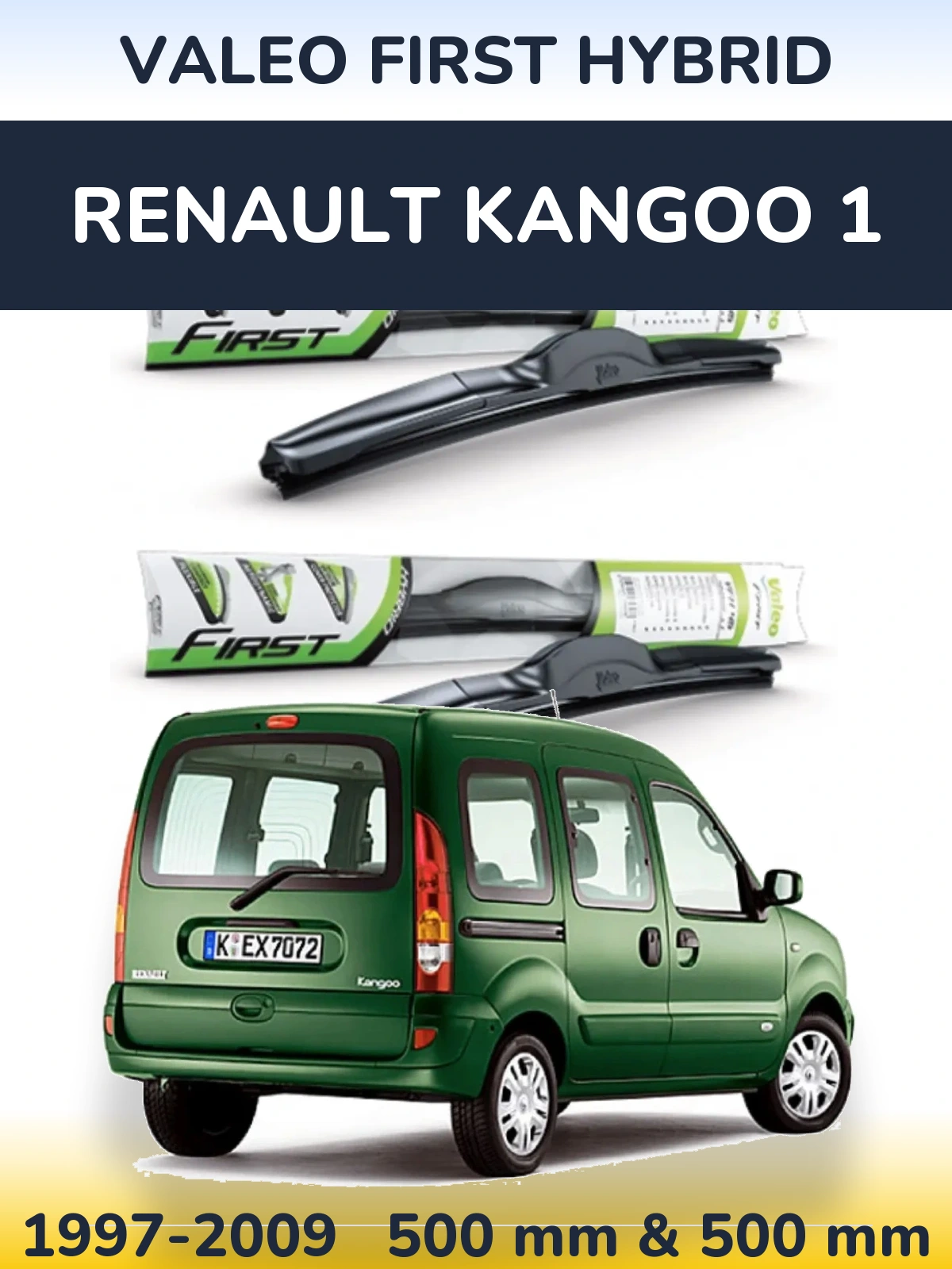 Komplet przednich wycieraczek Valeo First Hybrid 500 & 500 mm do Renault Kangoo 1 1997-2009