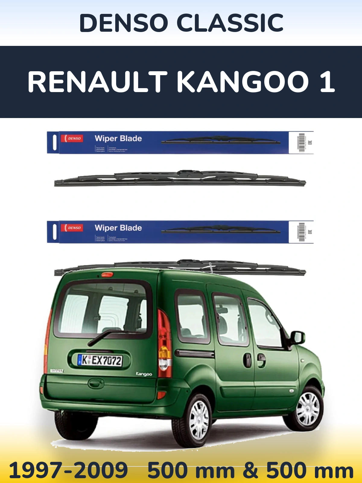 Komplet przednich wycieraczek Denso Classic 500 & 500 mm do Renault Kangoo 1 1997-2009