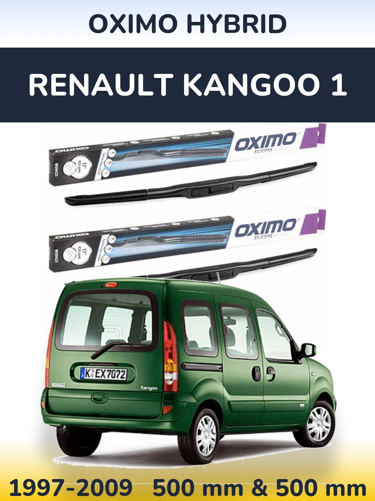 Komplet przednich wycieraczek Oximo Hybrid 500 & 500 mm do Renault Kangoo 1 1997-2009