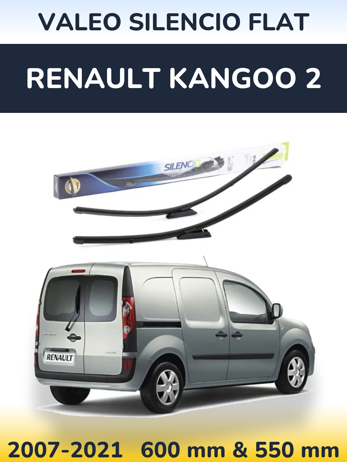 Komplet przednich wycieraczek Valeo Silencio Flat 580 & 530 mm do Renault Kangoo 2 2007-2021