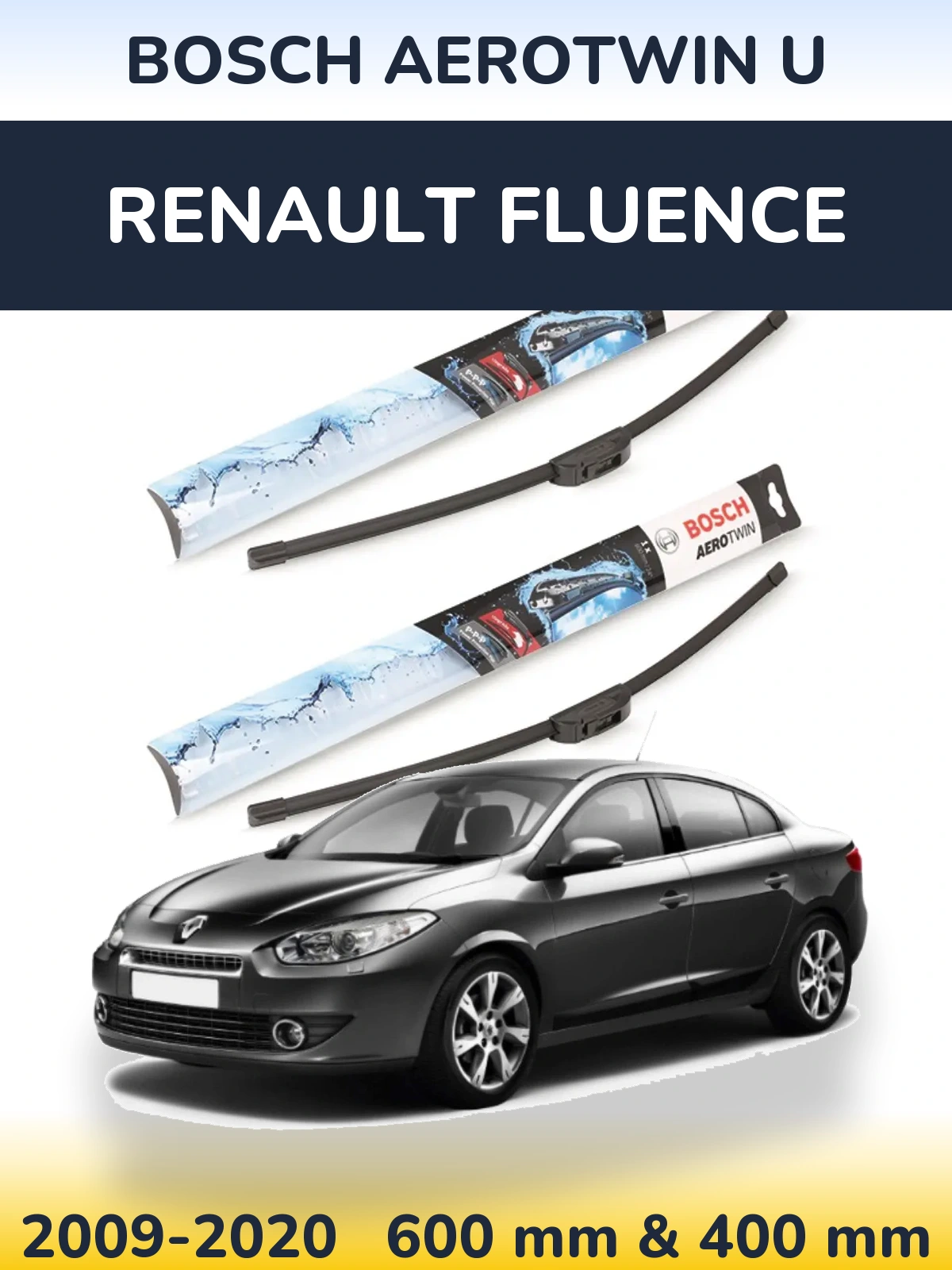 Komplet przednich wycieraczek BOSCH AeroTwin U 600 & 400 mm do Renault Fluence 2009-2020