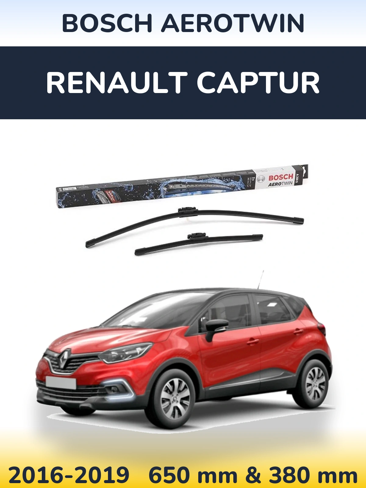 Komplet przednich wycieraczek BOSCH AeroTwin 650 & 360 mm do Renault Captur 2016-2019