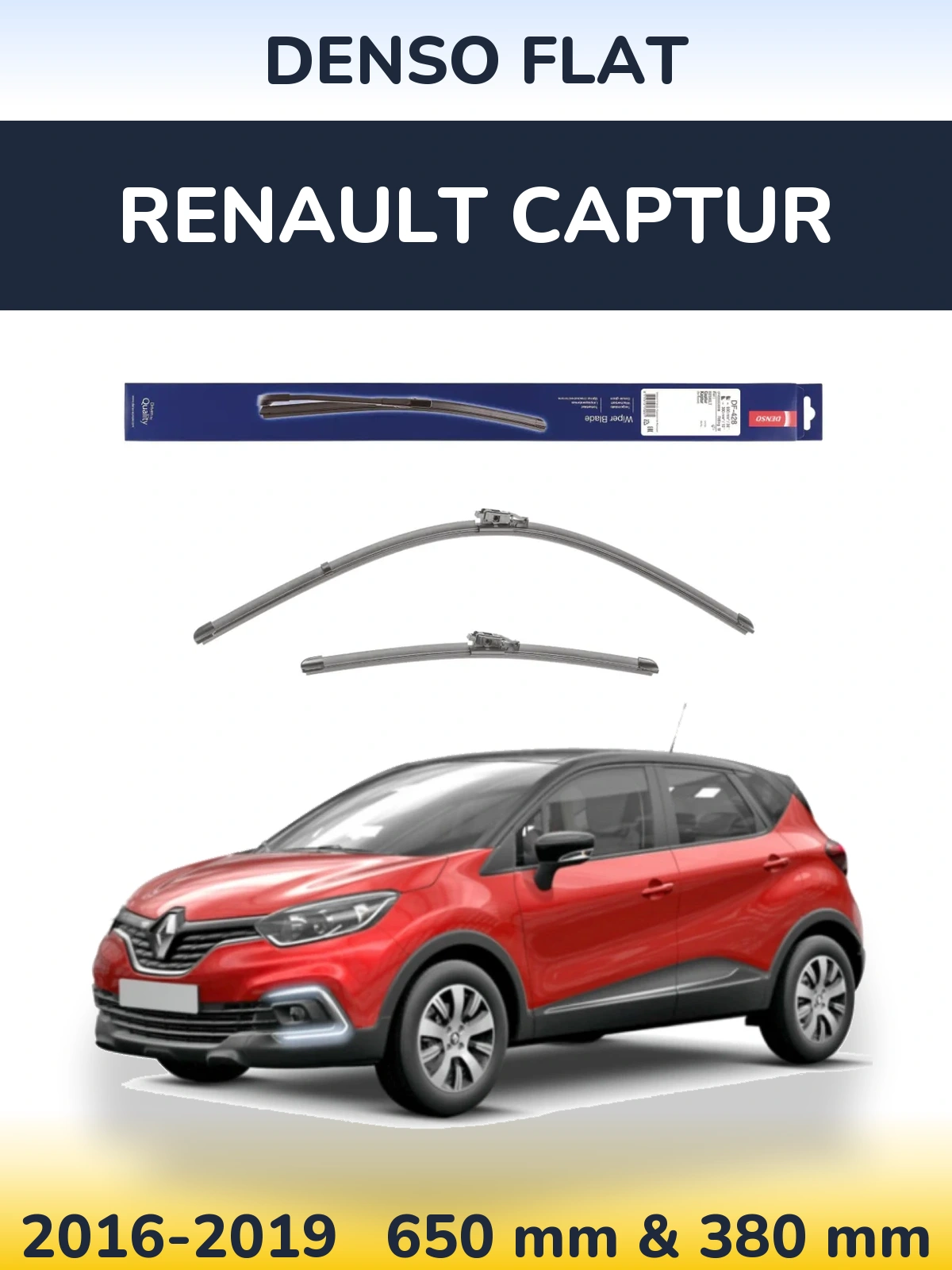 Komplet przednich wycieraczek Denso Flat 650 & 380 mm do Renault Captur 2016-2019