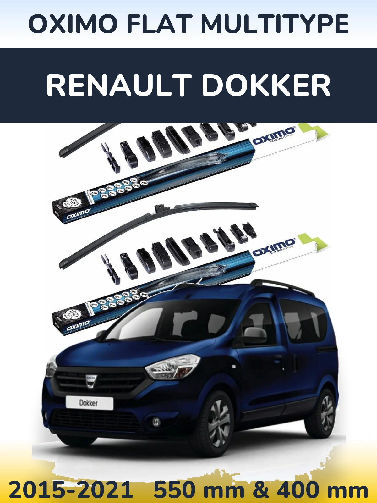 Komplet przednich wycieraczek Oximo Flat MultiType 550 & 400 mm do Renault Dokker 2015-2021