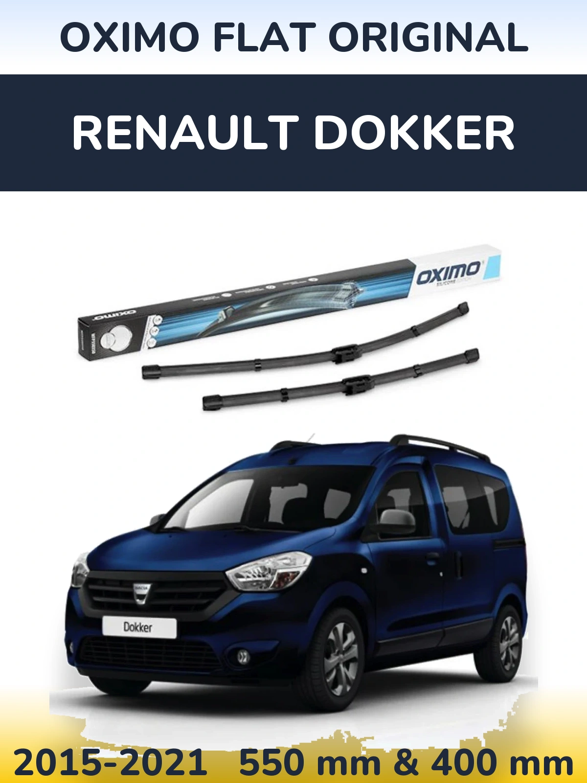 Komplet przednich wycieraczek Oximo Flat Original 550 & 400 mm do Renault Dokker 2015-2021