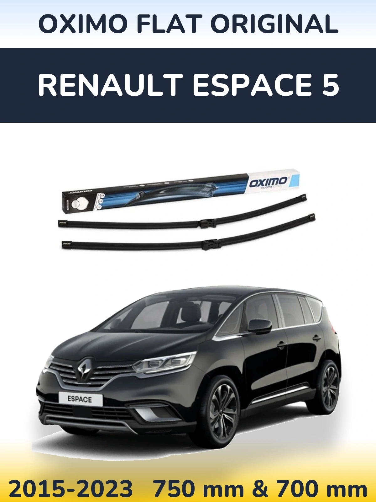 Комплект передних дворников Oximo Flat Original 750 & 700 мм для Renault Espace 5 2015-2023