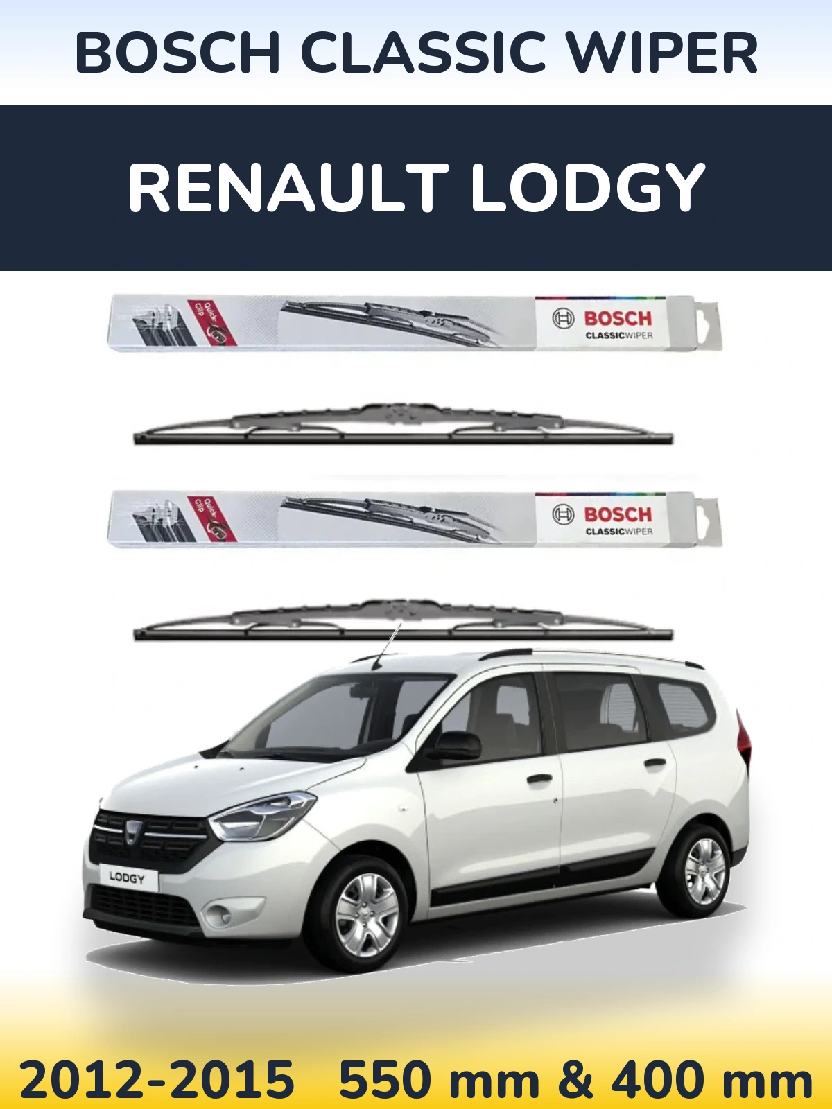 Комплект передних дворников BOSCH Classic Wiper 550 & 400 мм для Renault Lodgy 2012-2015
