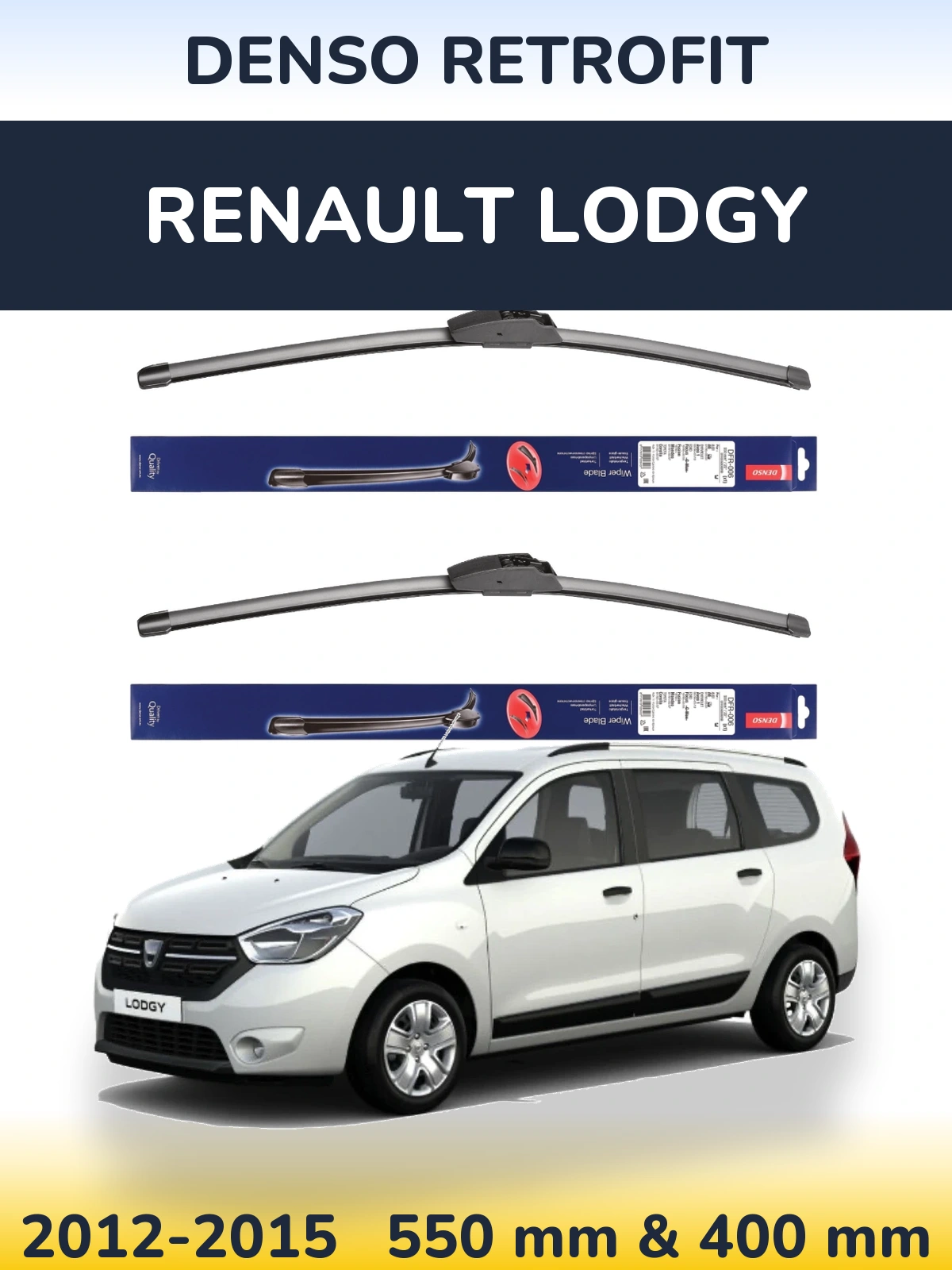 Комплект передних дворников Denso Retrofit 550 & 400 мм для Renault Lodgy 2012-2015